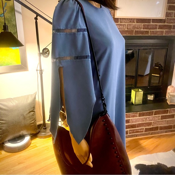 💙SEE BY CHLOE—Size 4 , Dusty Blue Shift Dress, Geometrical Cut / Tie Sleeves 💙 - Picture 16 of 16